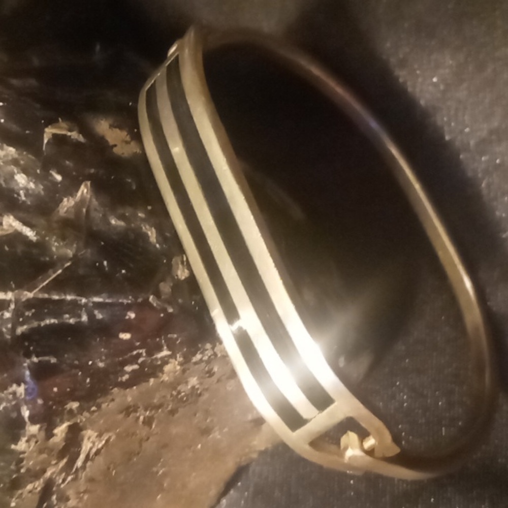 Taxco mexico sterling silver & black onyx size 7 hinged . 925 Steeling Silver. - Picture 5 of 8